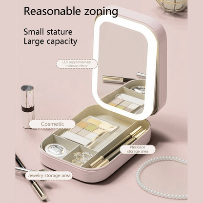 Compact Makeup Vanity With LED Mirror